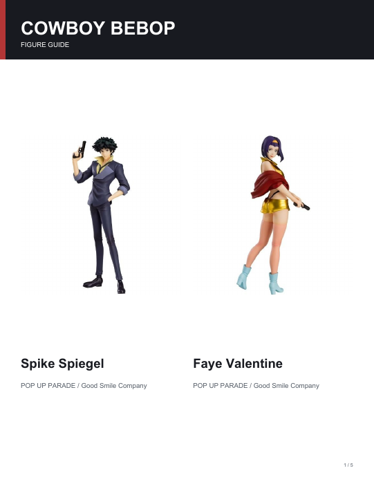 First page of Cowboy Bebop Figure Guide
