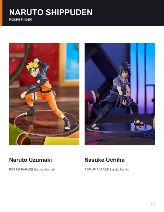 First page of Naruto Figure Finder