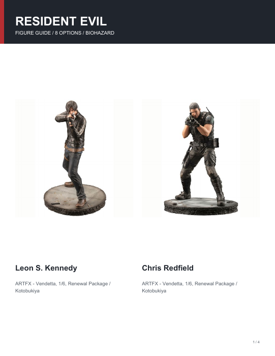 First page of Resident Evil Figure Guide