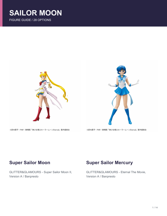 First page of Sailor Moon Figure Guide